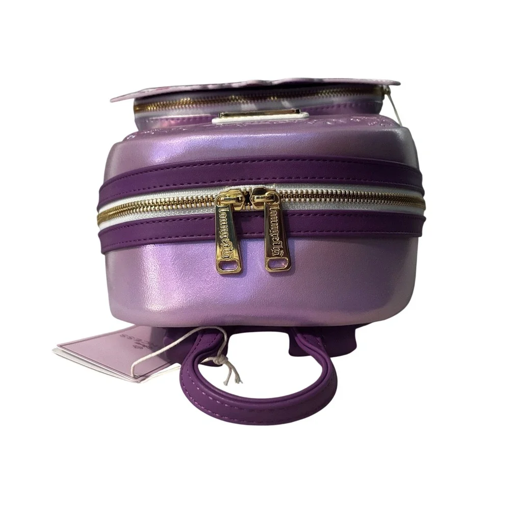 Disney Loungefly Tangled Rapunzel Birthday Cake Mini Backpack Iridescent Purple